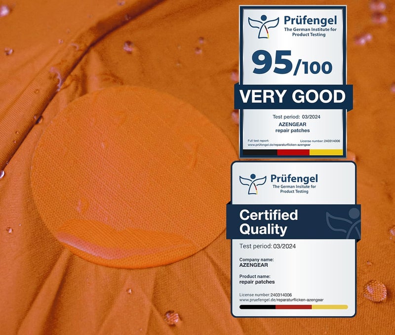 aZengear Repair Patches for Jackets, Tent, Shoe Toe, Air Mattress, Inflatables, PVC Gear - Waterproof, Self-Adhesive, Tear-Cold-Heat-Resistant, Down Puffer Coat (11 Pcs, Orange) - Image 5